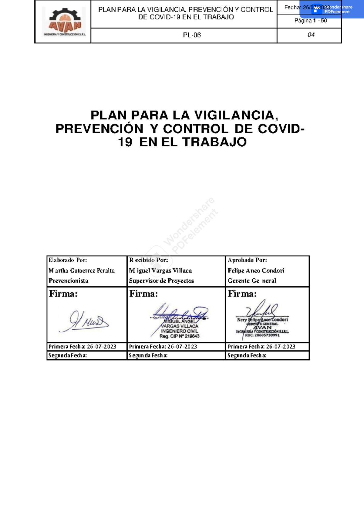 PLAN DE Vigilancia Y Prevencion Covid - 19 - PLAN PARA LA VIGILANCIA ...