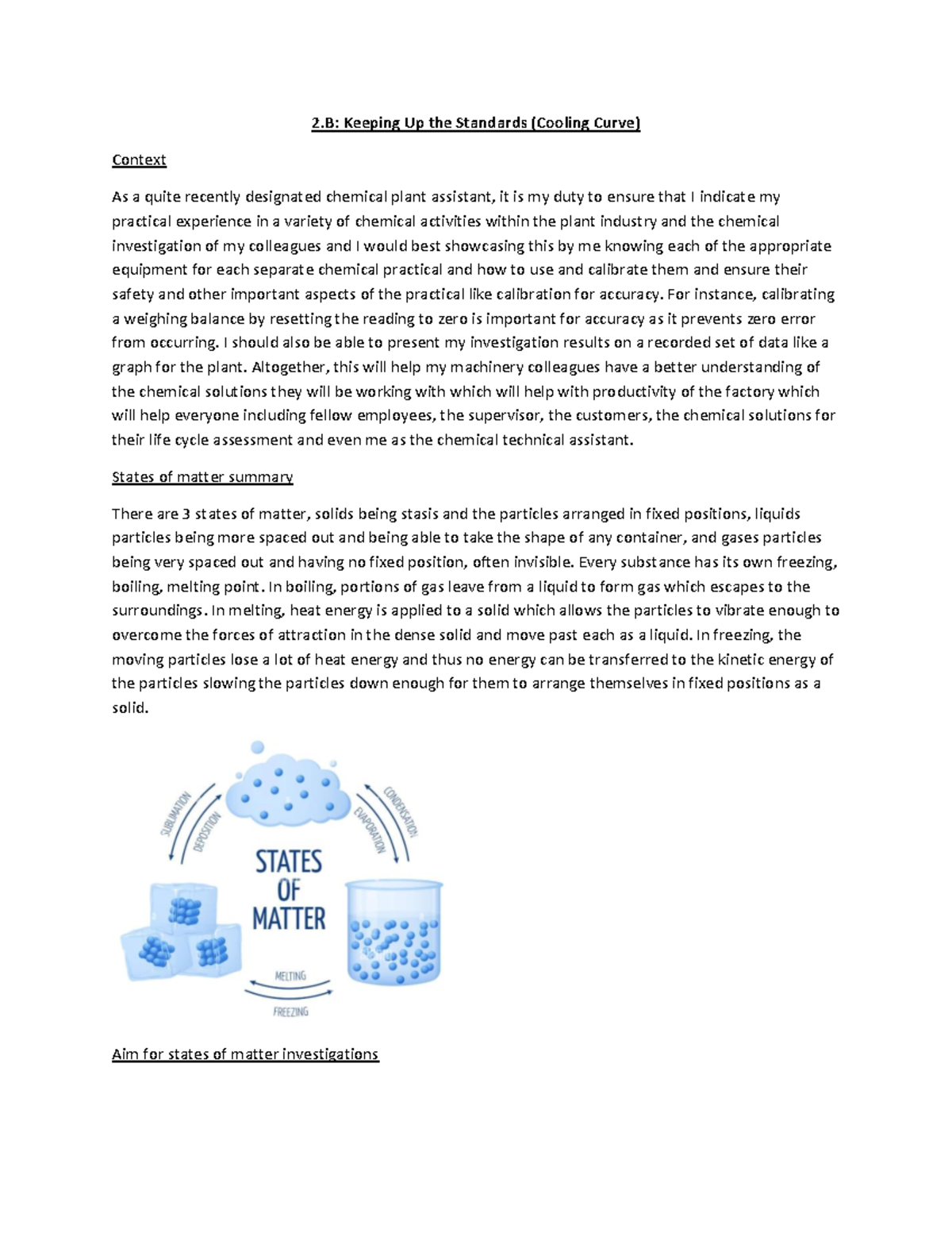 Assignment 2b - 2: Keeping Up the Standards (Cooling Curve) Context As ...