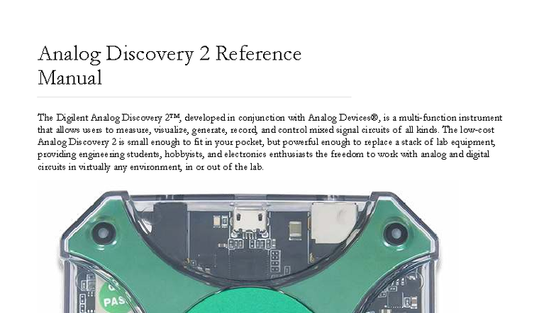 Analog Discovery 2 Reference Manual: Comprehensive Guide for Users ...
