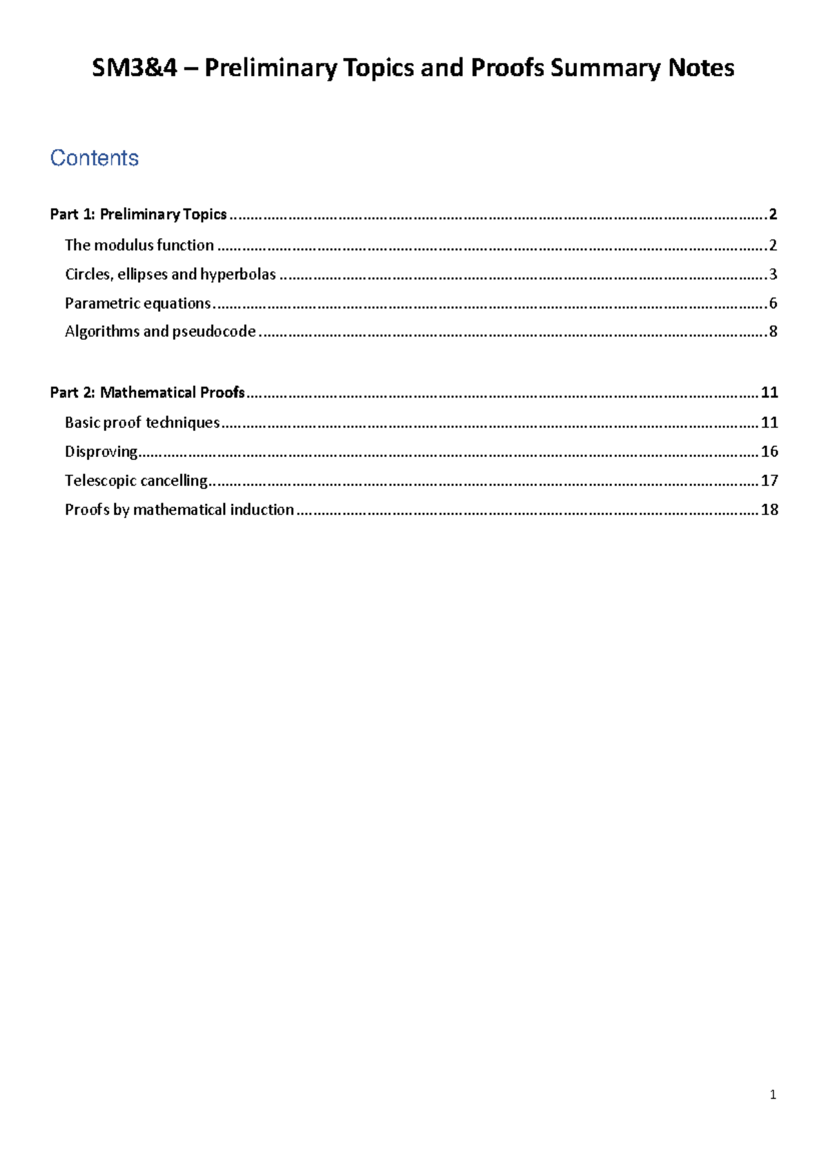 SM34 - Summary Notes on Preliminary Topics and Mathematical Proofs ...