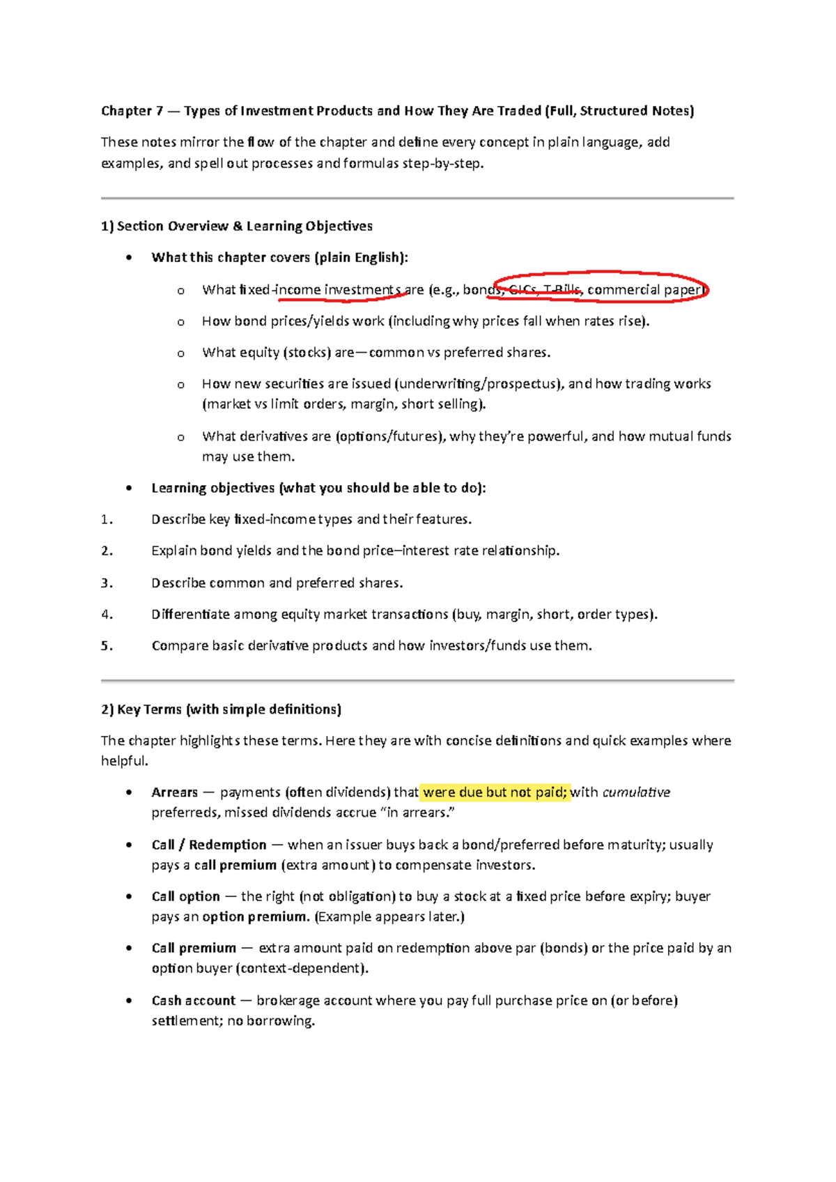 Chapter 7 Investment Products & Trading Strategies (Full Notes) - Studocu