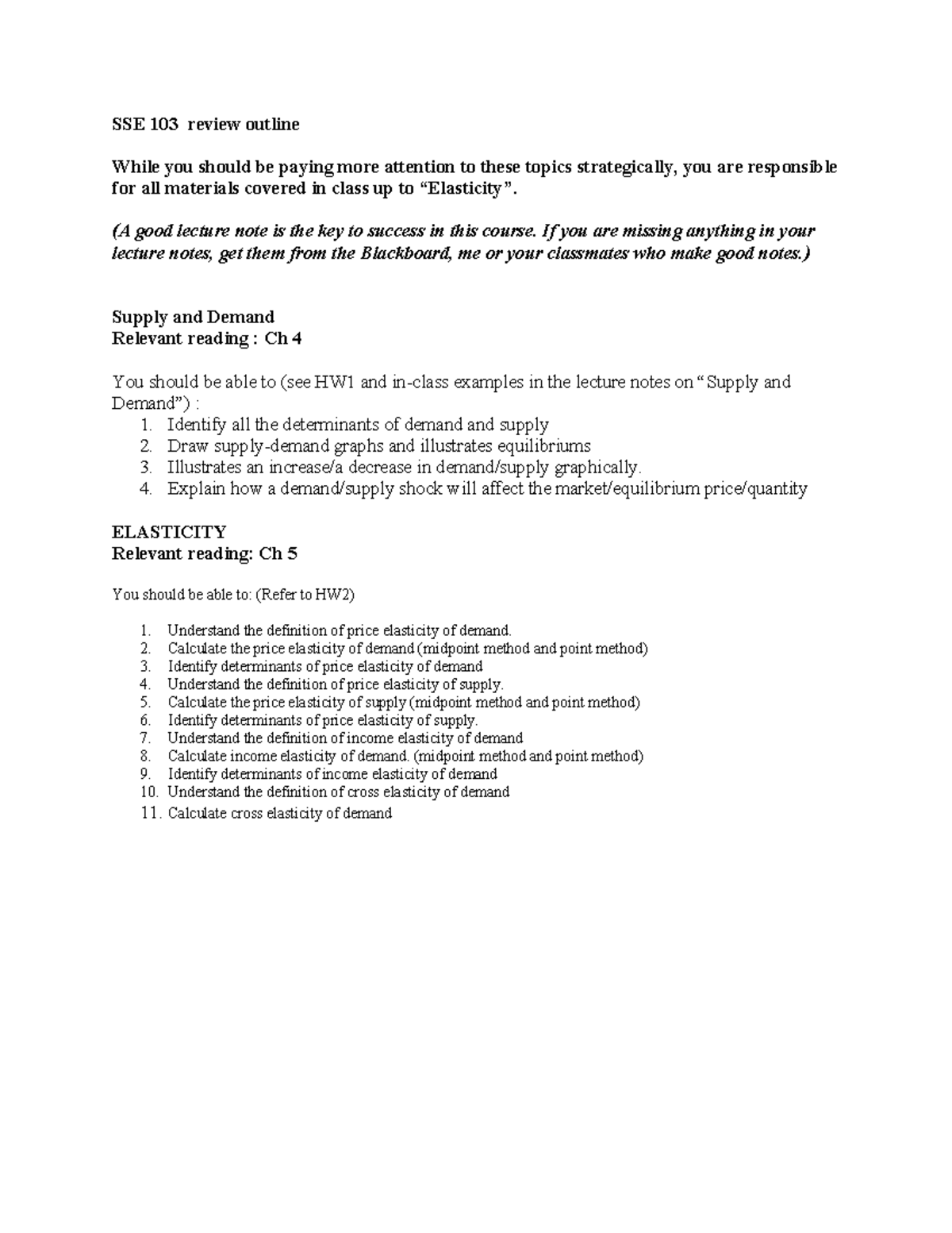 SSE 103 Midterm Exam Review Outline S2023: Key Topics & Concepts - Studocu