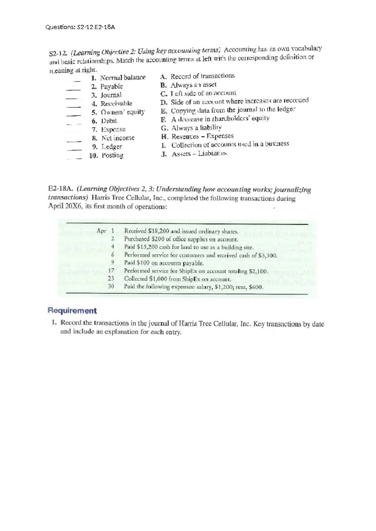 Chapter 5 Bank Reconciliation & Journal Entries (E5-23A, E5-24A) - Studocu