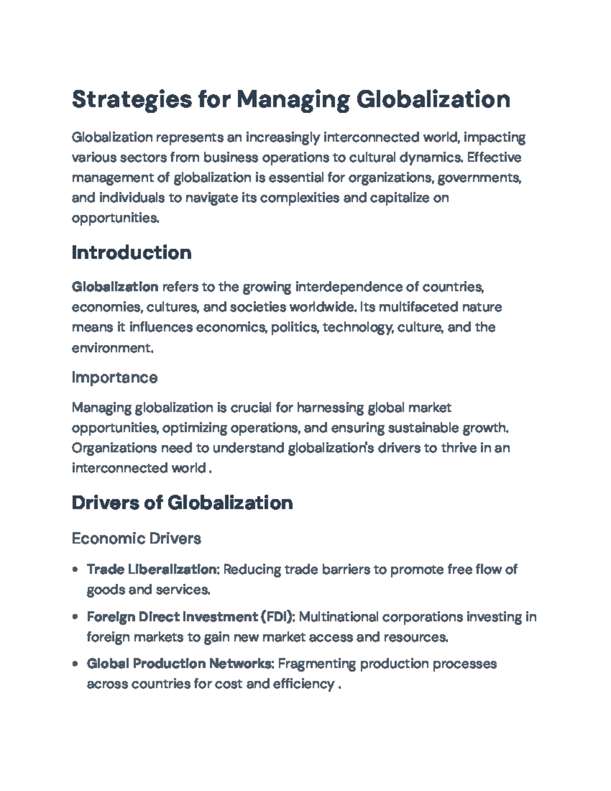 Strategies for Managing Globalization: Effective Marketing and ...