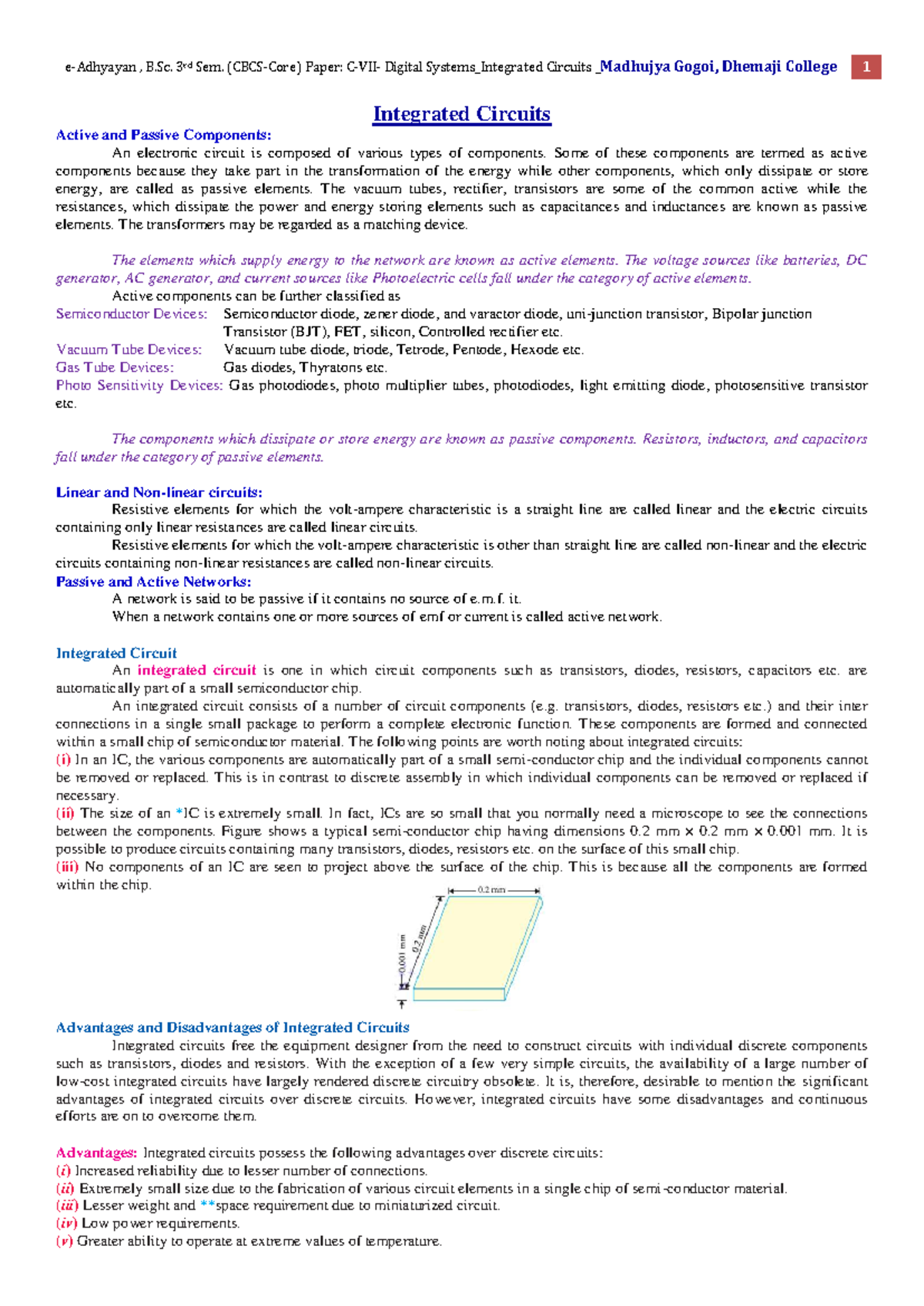B.Sc. 3rd Sem. Digital Systems: Integrated Circuits Overview - Studocu