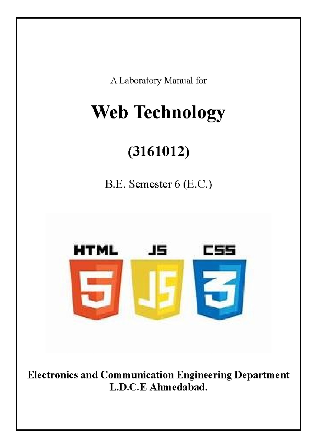 Web Technology Lab Manual (3161012) for B.E. Semester 6 E.C. - Studocu