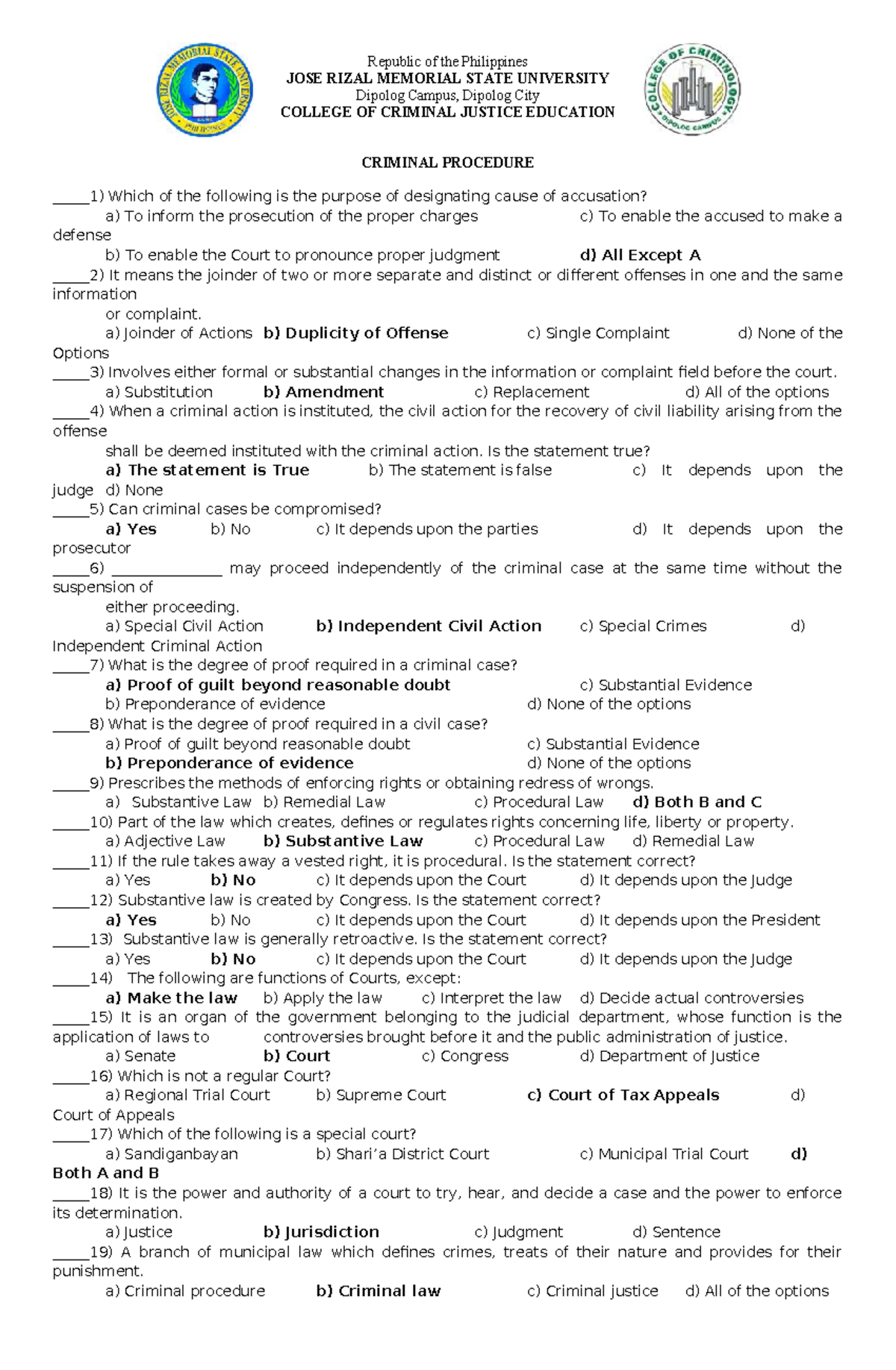 CJ 101: Criminal Procedure Study Guide and Review Notes - Studocu