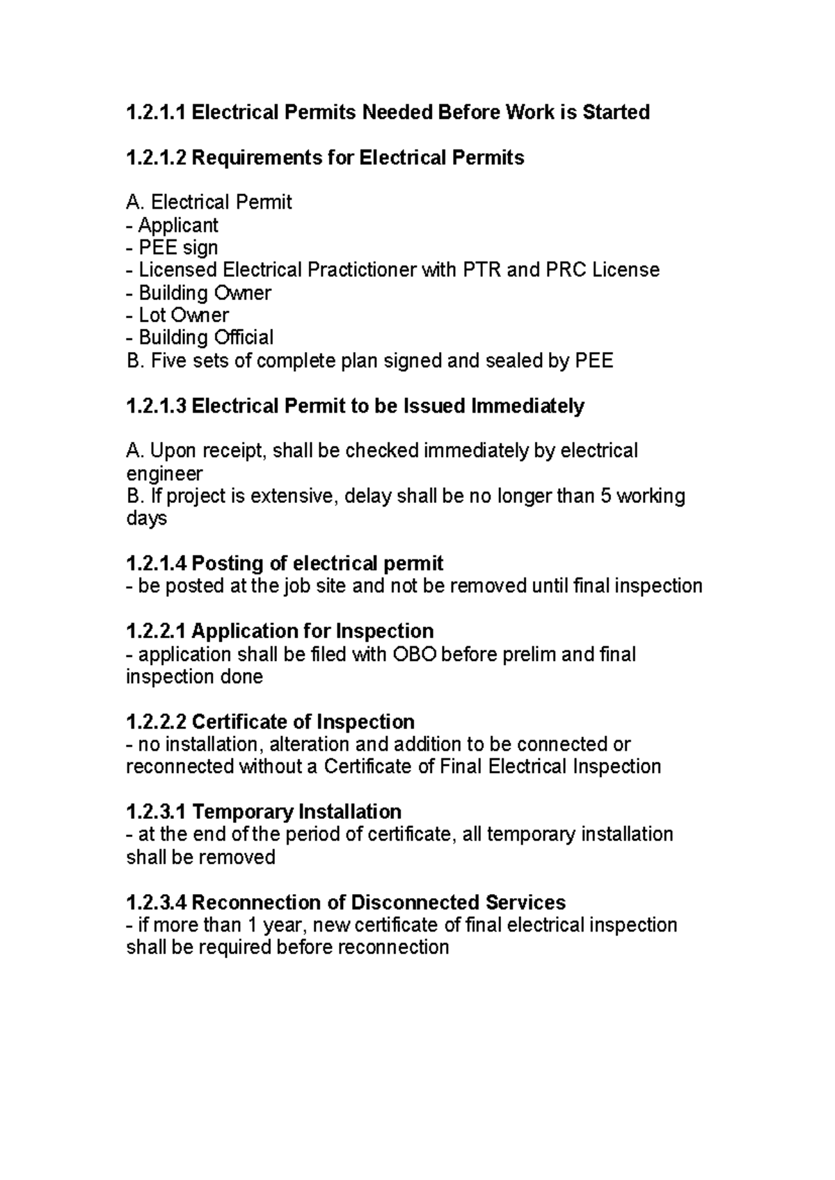 EE 101 - Electrical Permit Requirements & Drawing Specifications Notes ...