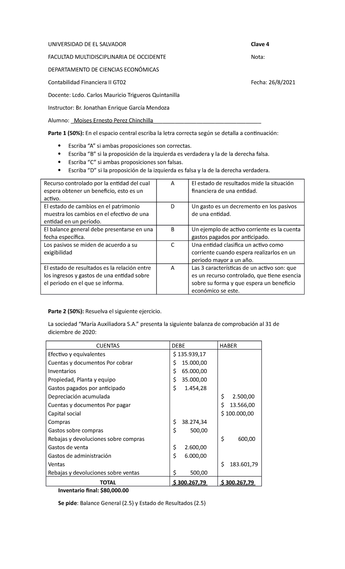 Examen Parcial de Contabilidad Financiera II - Clave 4 - Studocu