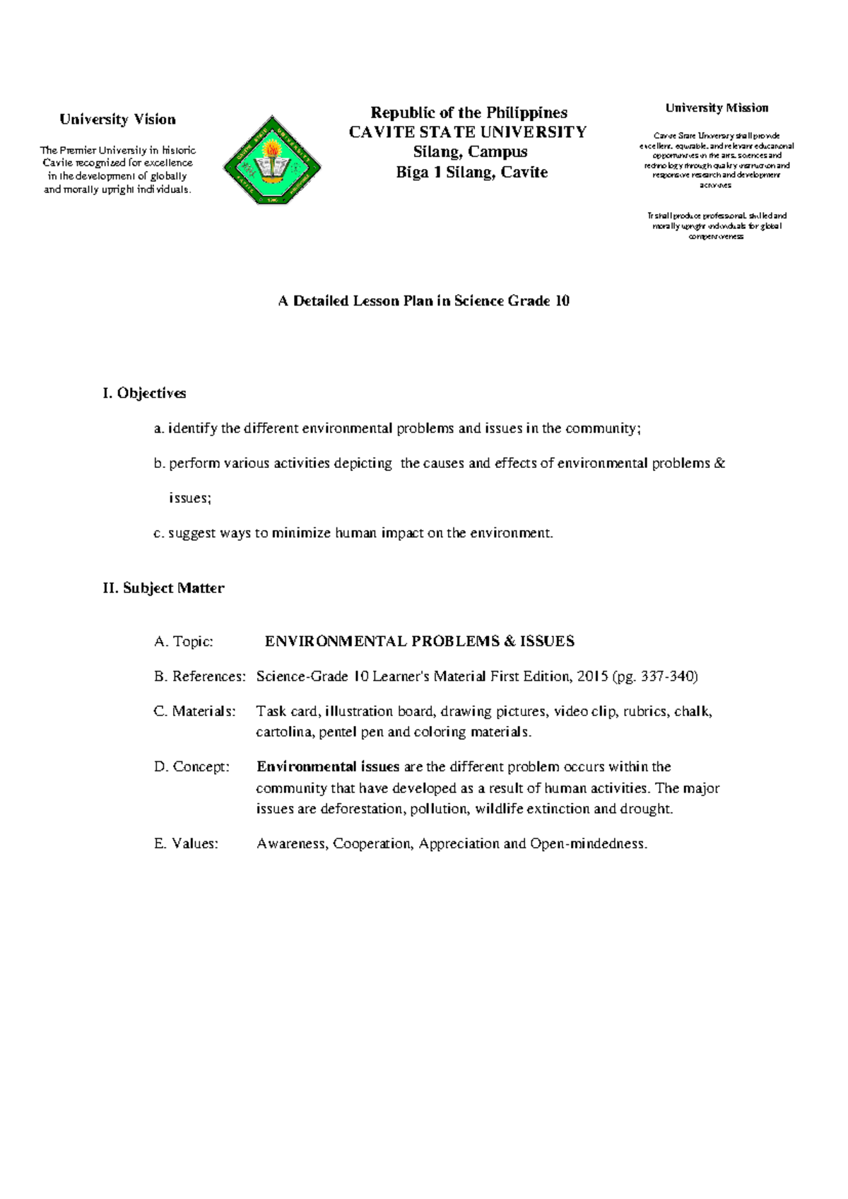 Final Exam on Environmental Issues - Science Grade 10 - Studocu