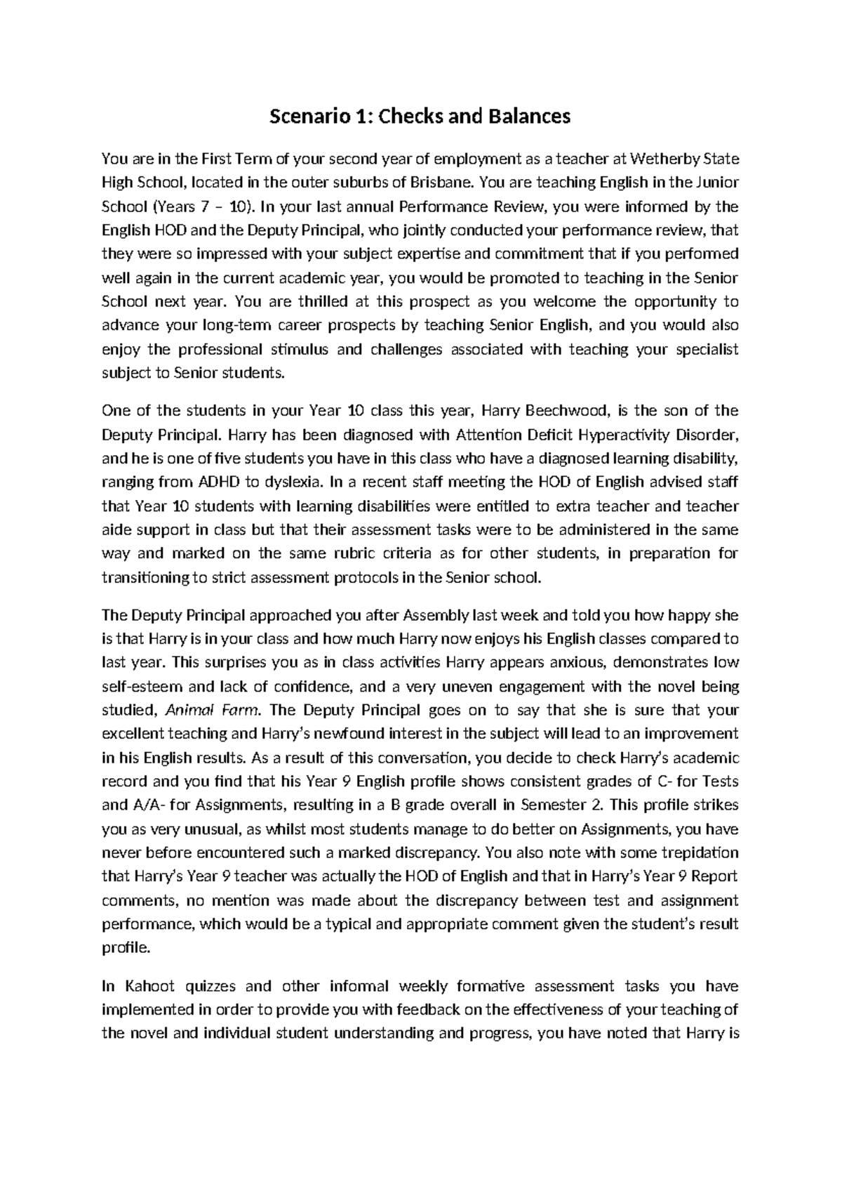 2025 EDST 202: Scenario Analysis on Teaching Challenges and Ethics ...