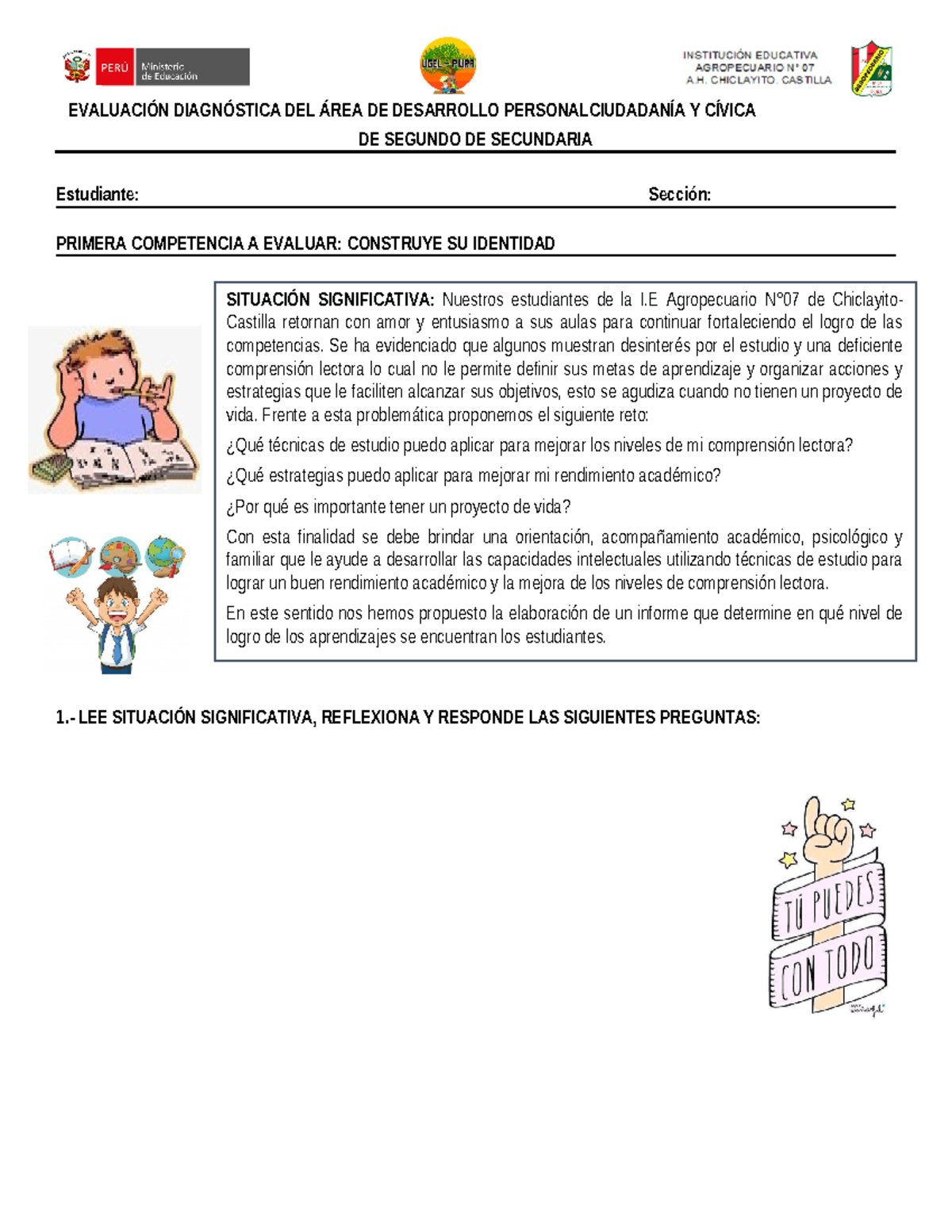 Evaluación Diagnóstica - DPCC 2DO: Construcción de Identidad y ...
