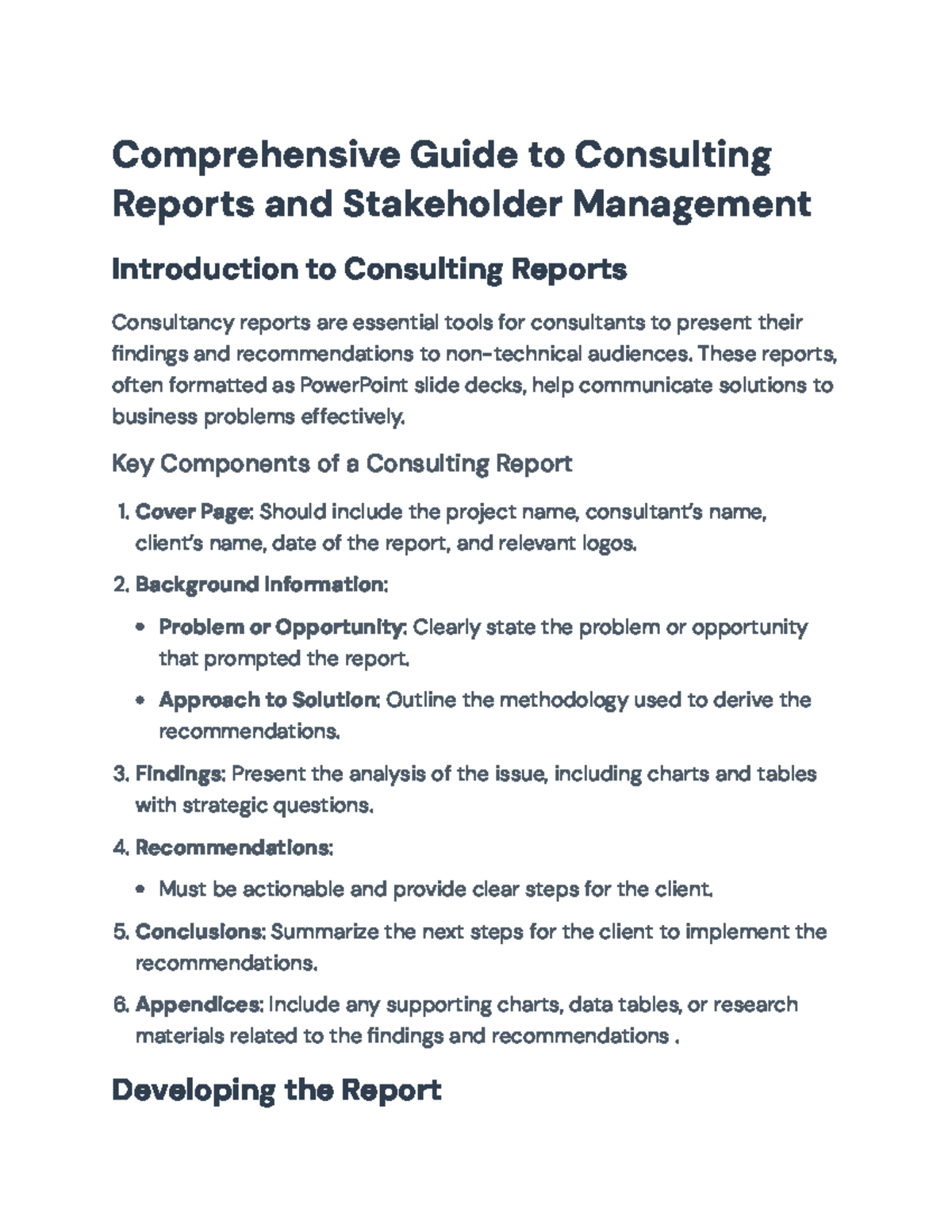 Comprehensive Guide to Consulting Reports and Stakeholder Management ...