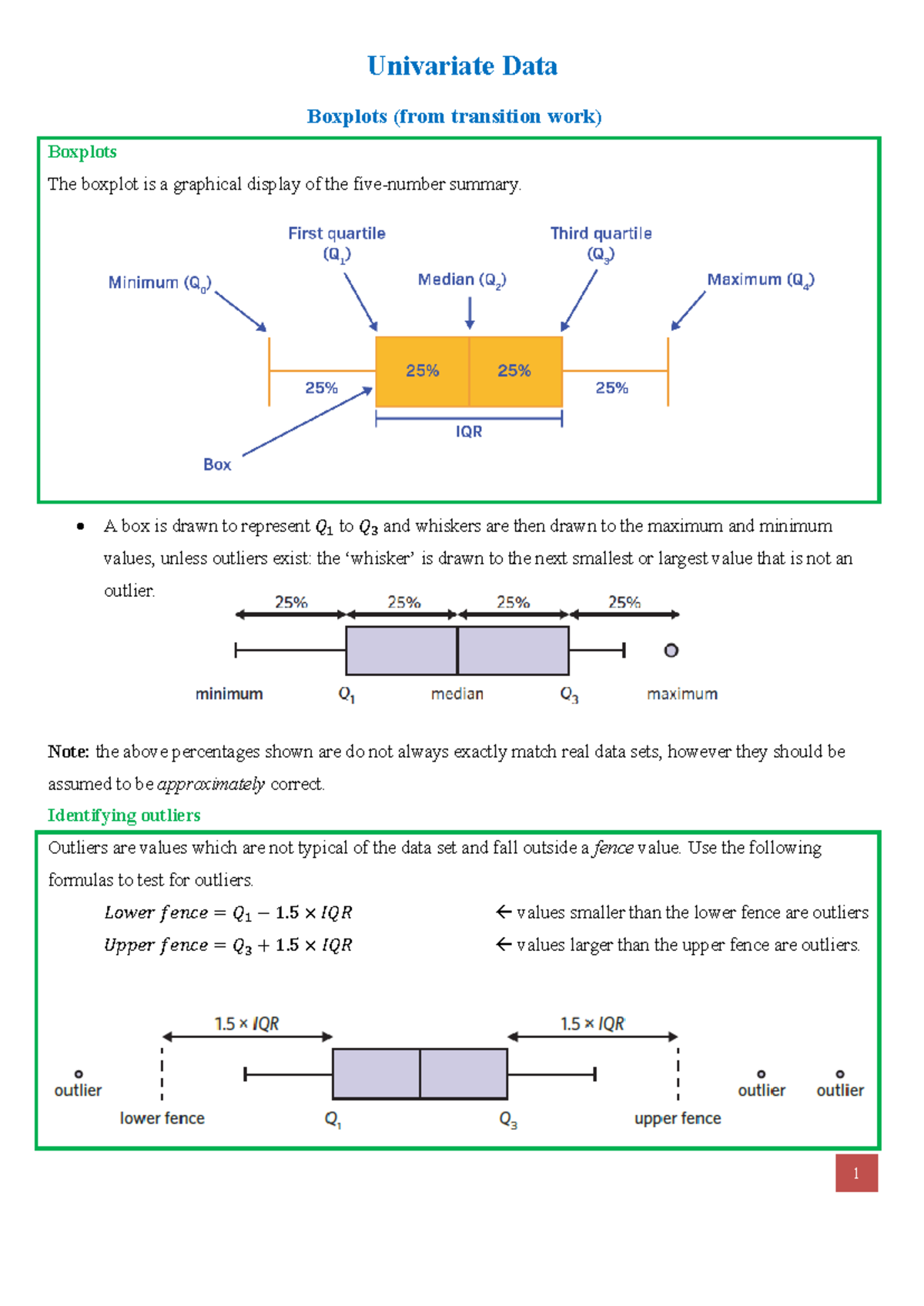 Chapter 1: Univariate Data Analysis and Boxplots - Studocu