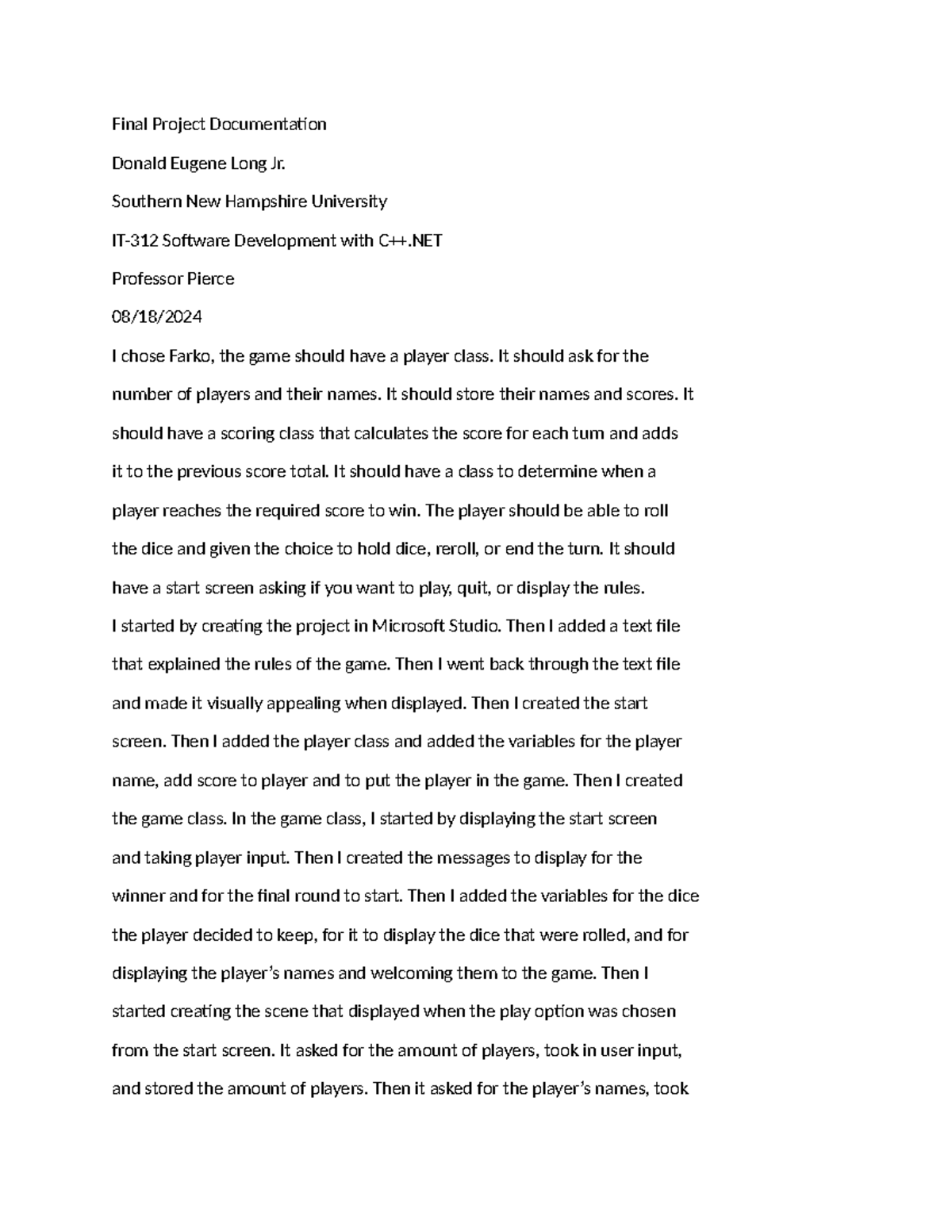IT-312 Final Project Documentation: Farko Game Development Overview ...