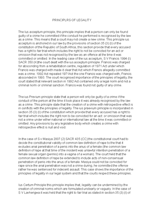 Principle of Legality in Criminal Law: A Comprehensive Overview - Studocu