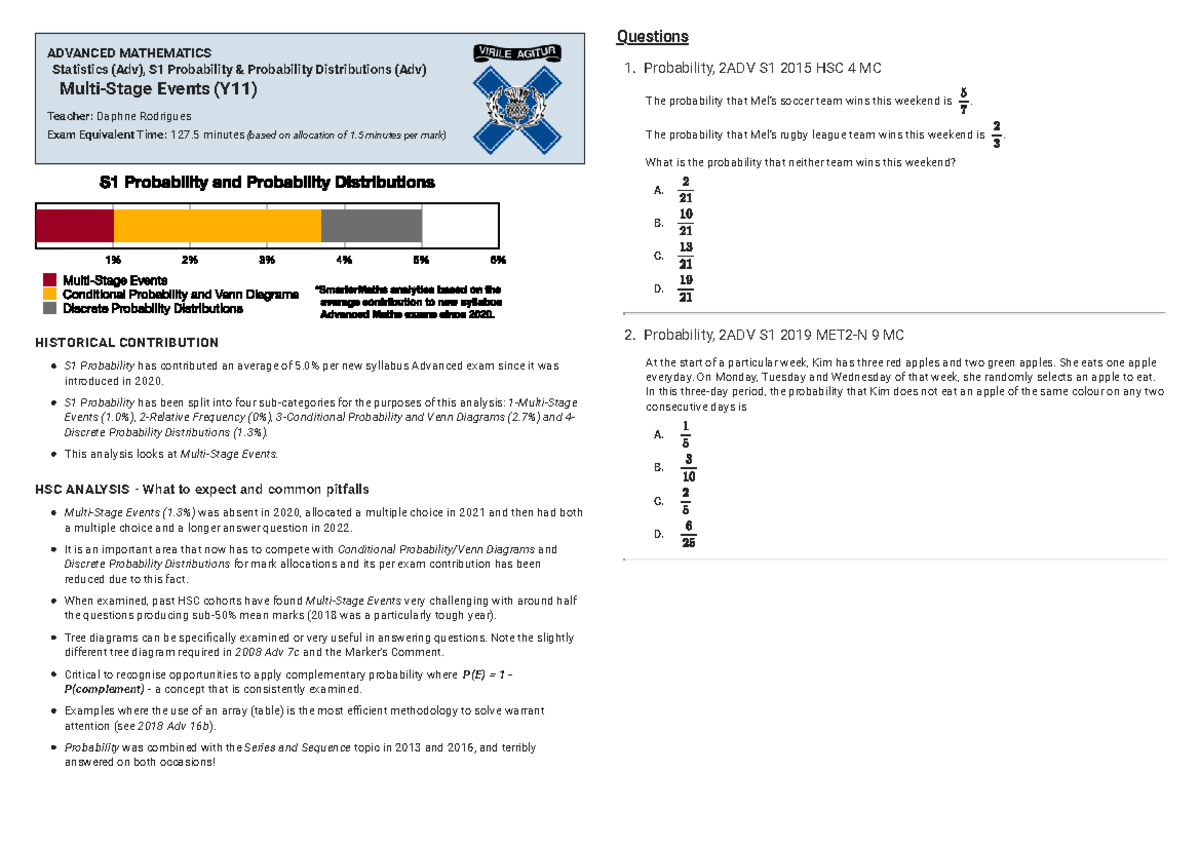 Sm probability multi stage inc discrete - ADVANCED MATHEMATICS ...
