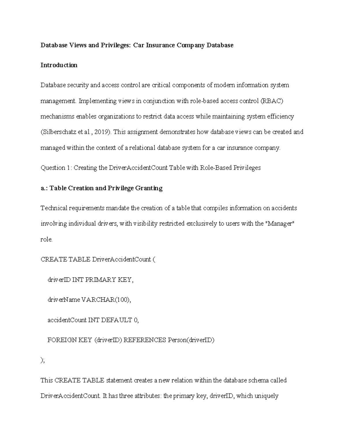 CS 3306-01 Unit 4 Assignment: Database Views & Access Control in Car ...