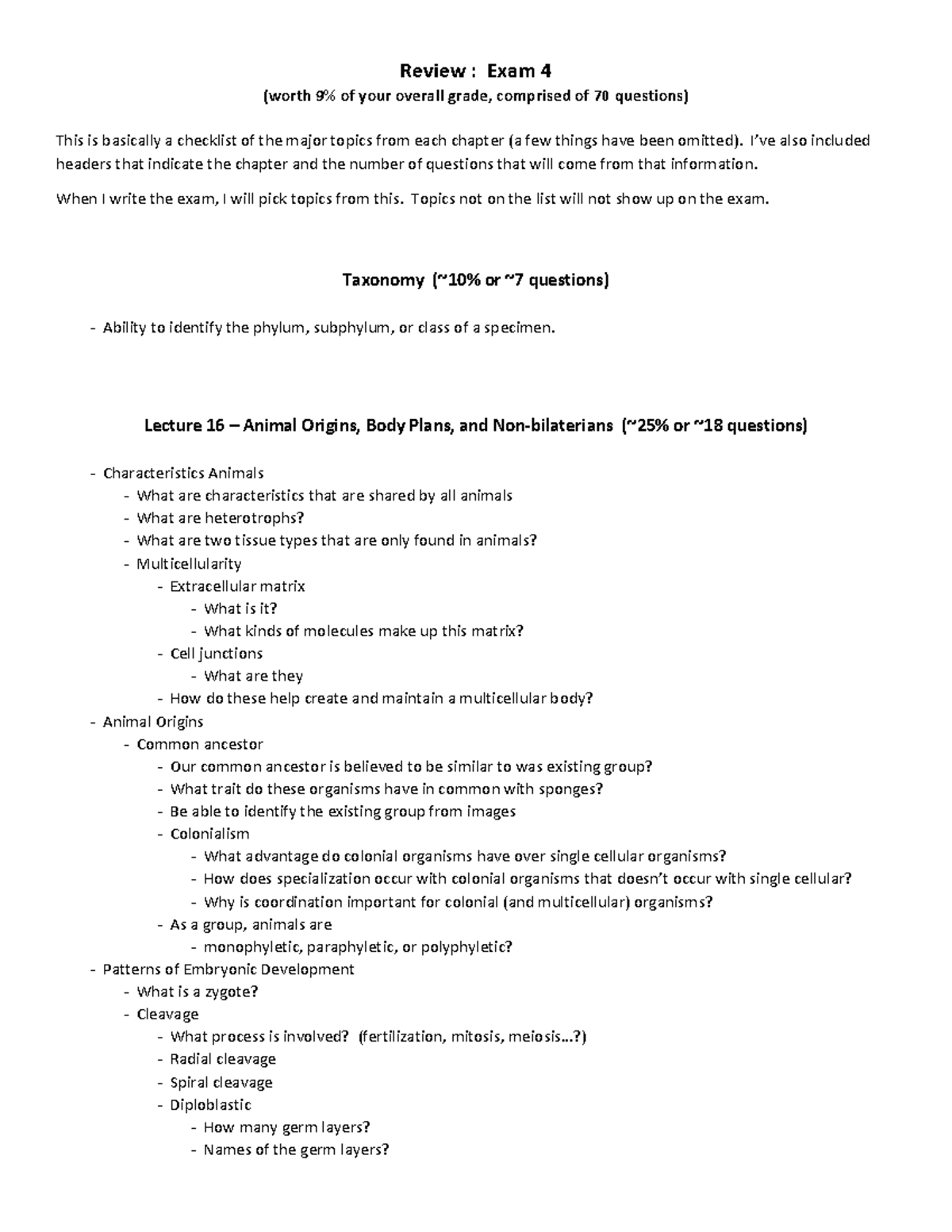 Biology 101: Lecture Notes on Animal Taxonomy and Developmental Biology ...