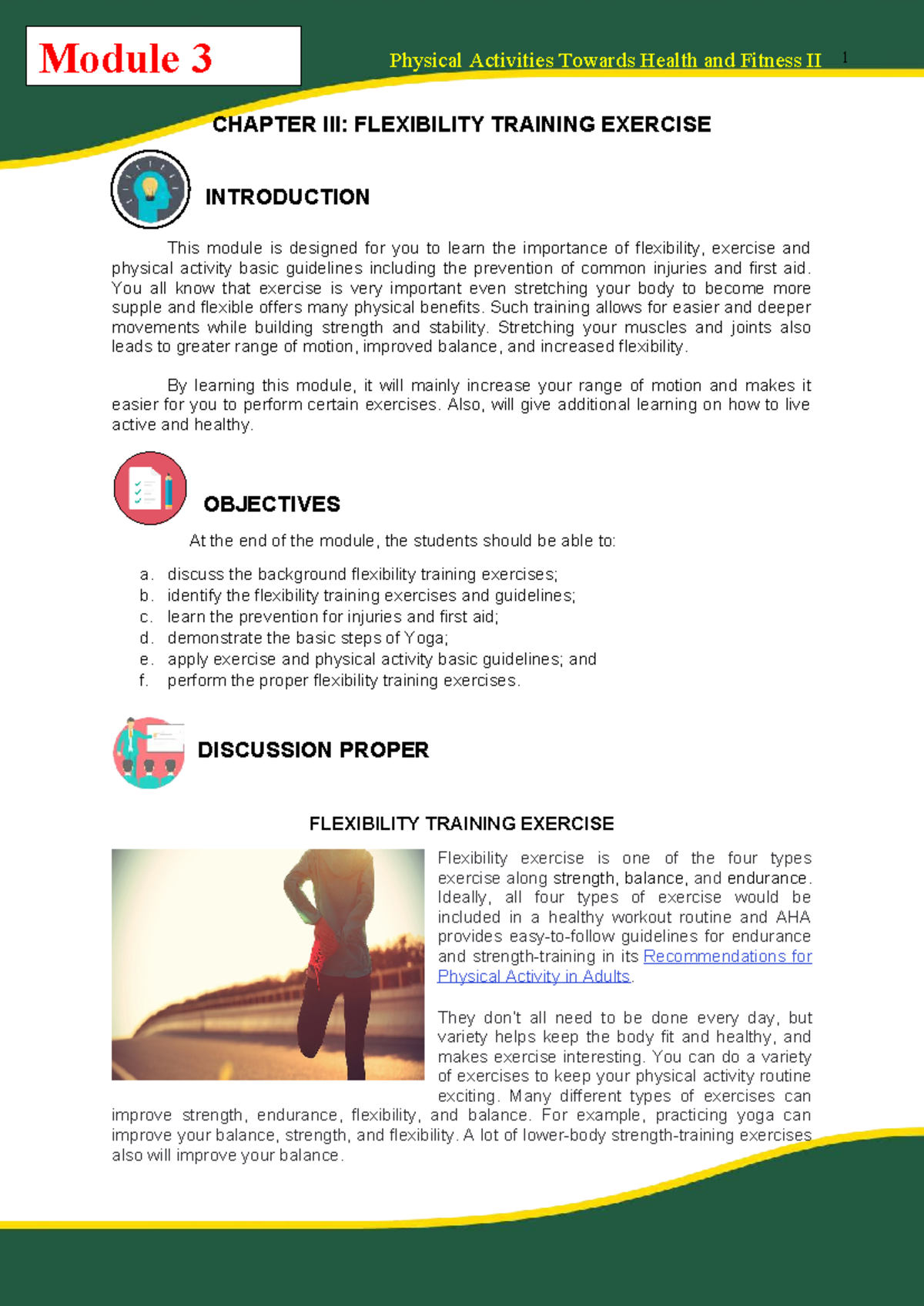 Flexibility training exercises for health and fitness II - Module 3 ...