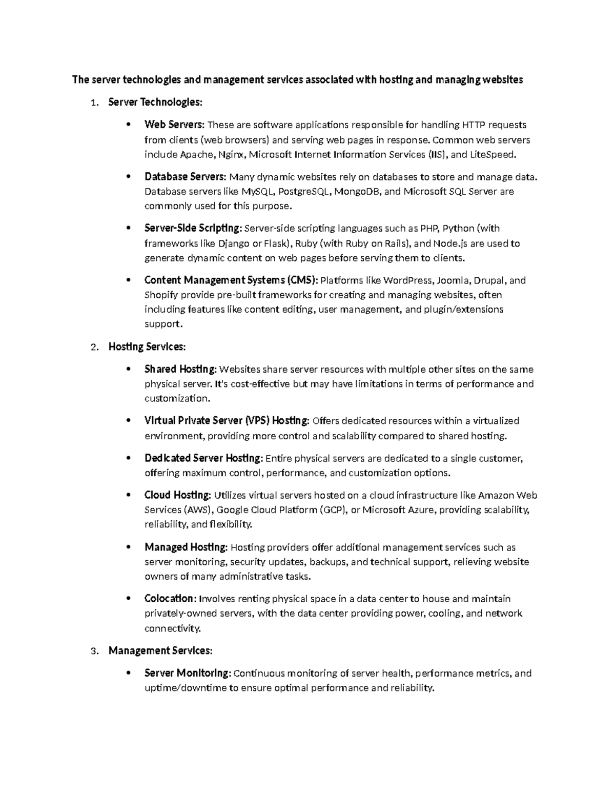 Comprehensive Overview of Server Technologies & Management Services ...