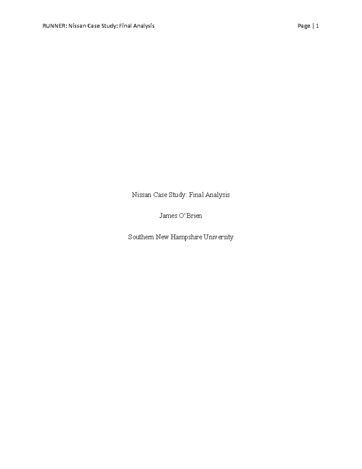 OM 501: Nissan Case Study - Final Project and Operational Insights ...