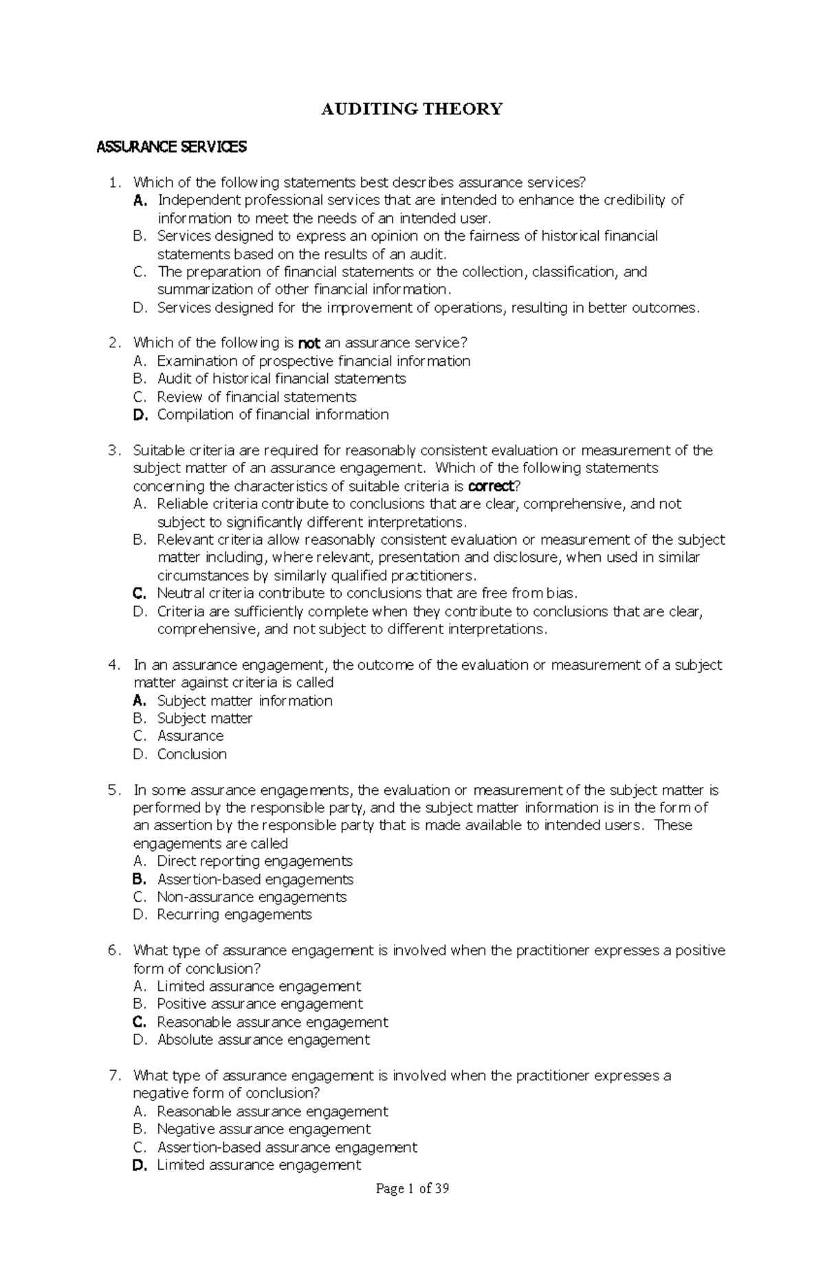 01 AUD Theory - PRACTICE MATERIALS FOR ACCOUNTANCY STUDENTS FOR THEIR ...