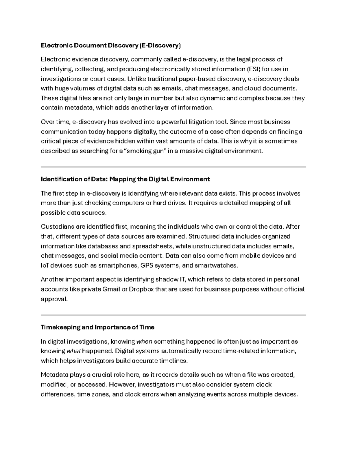 EH 300 - Electronic Document Discovery: Key Concepts and Techniques ...