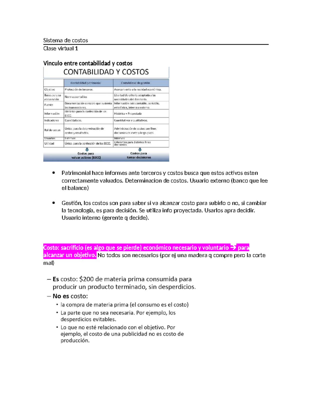Sistema de Costos - Resumen Clase Virtual 1 y 2 - Studocu