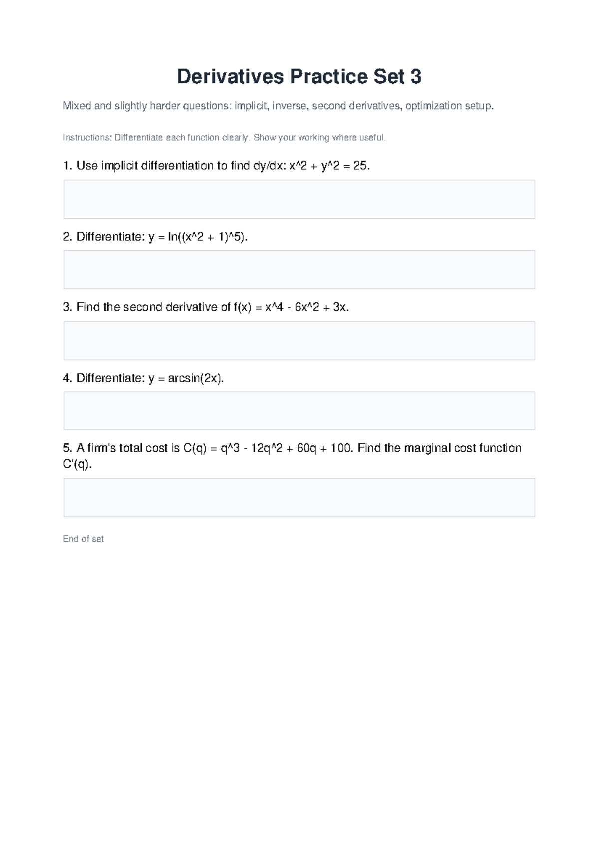 Derivatives practice set 3 - Derivatives Practice Set 3 Mixed and ...