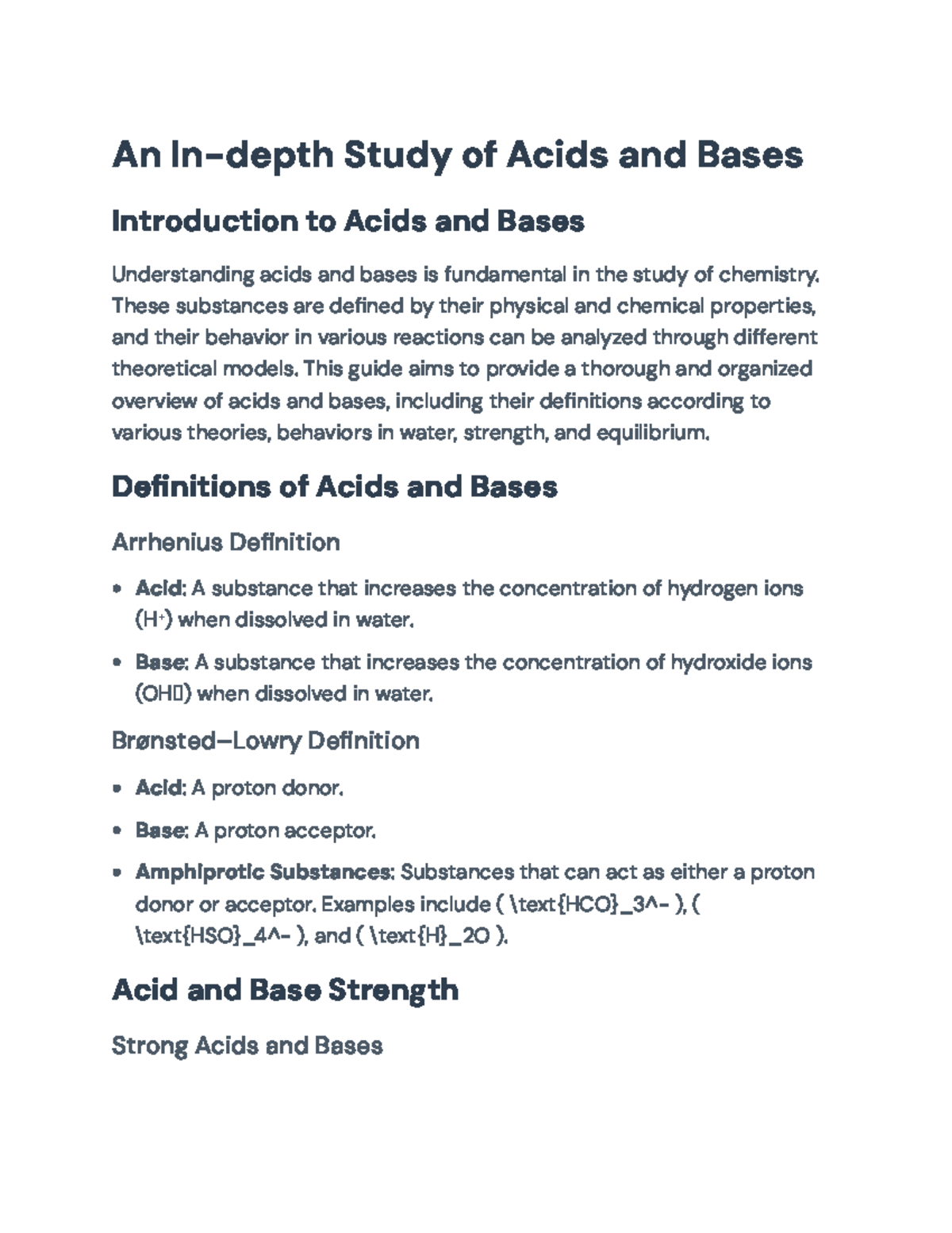 Comprehensive Guide to Acids and Bases (Chemistry 101) - An In-depth ...