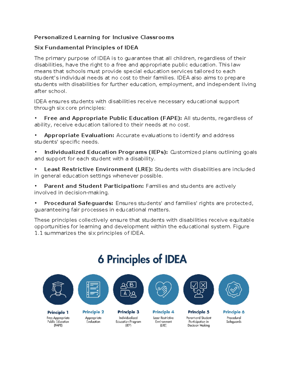 Personalized Learning in Inclusive Classrooms: Principles of IDEA Notes ...