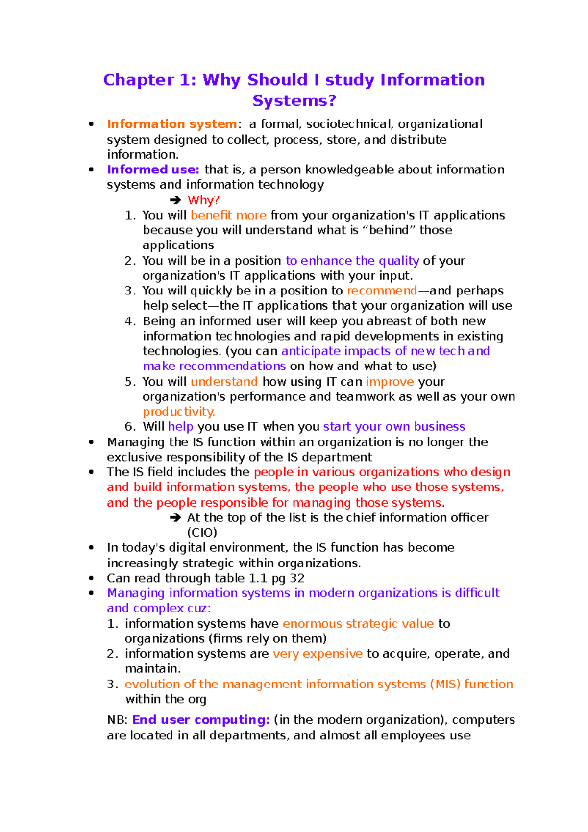 Introduction to Information Systems: Chapter 1 Overview and Benefits ...
