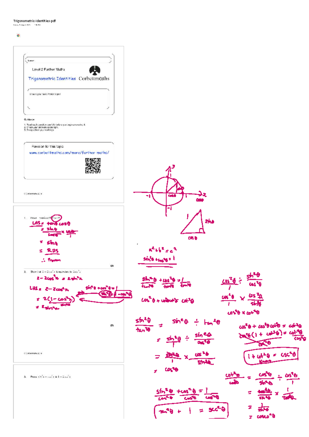 Level 2 Further Maths: Trigonometric Identities Revision Notes - Studocu