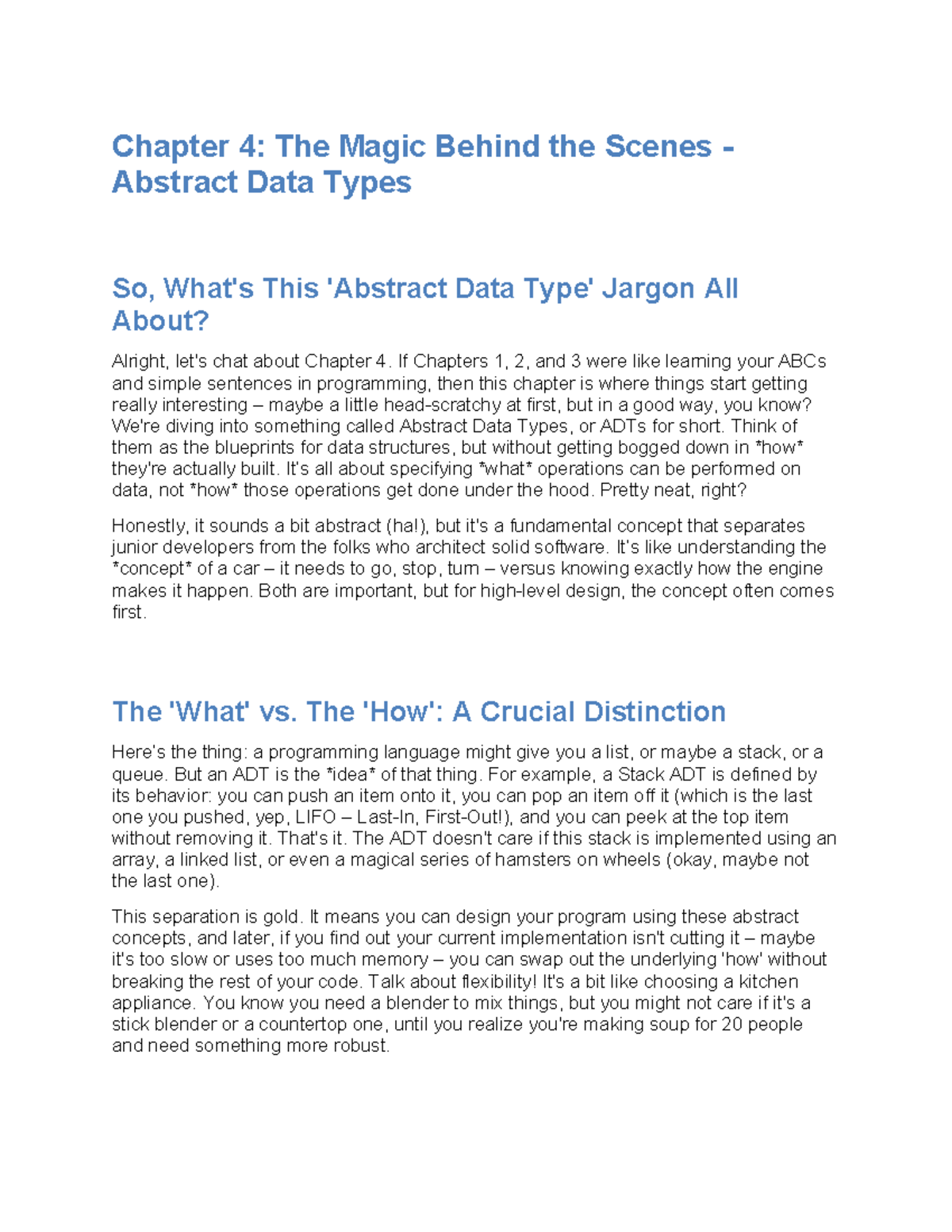 Programming Languages (CS101) Chapter 4: Understanding Abstract Data ...
