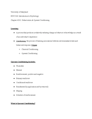 Operant Conditioning - Study Notes & Assignments - Studocu