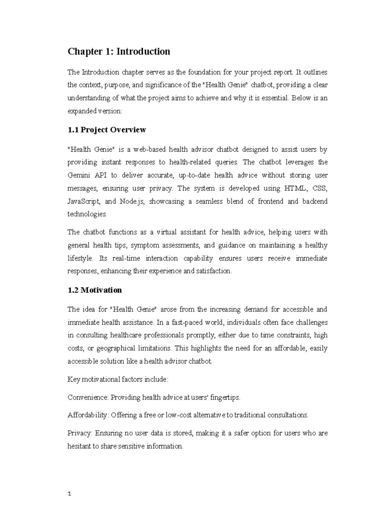 Project Report 06 - might be helpul - Chapter 1: Introduction The ...