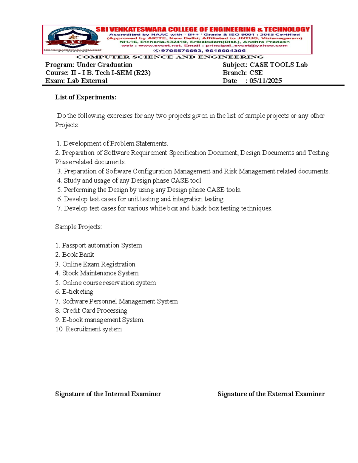 CASE TOOLS Lab Notes - II I B. Tech (R23) Exam - Studocu