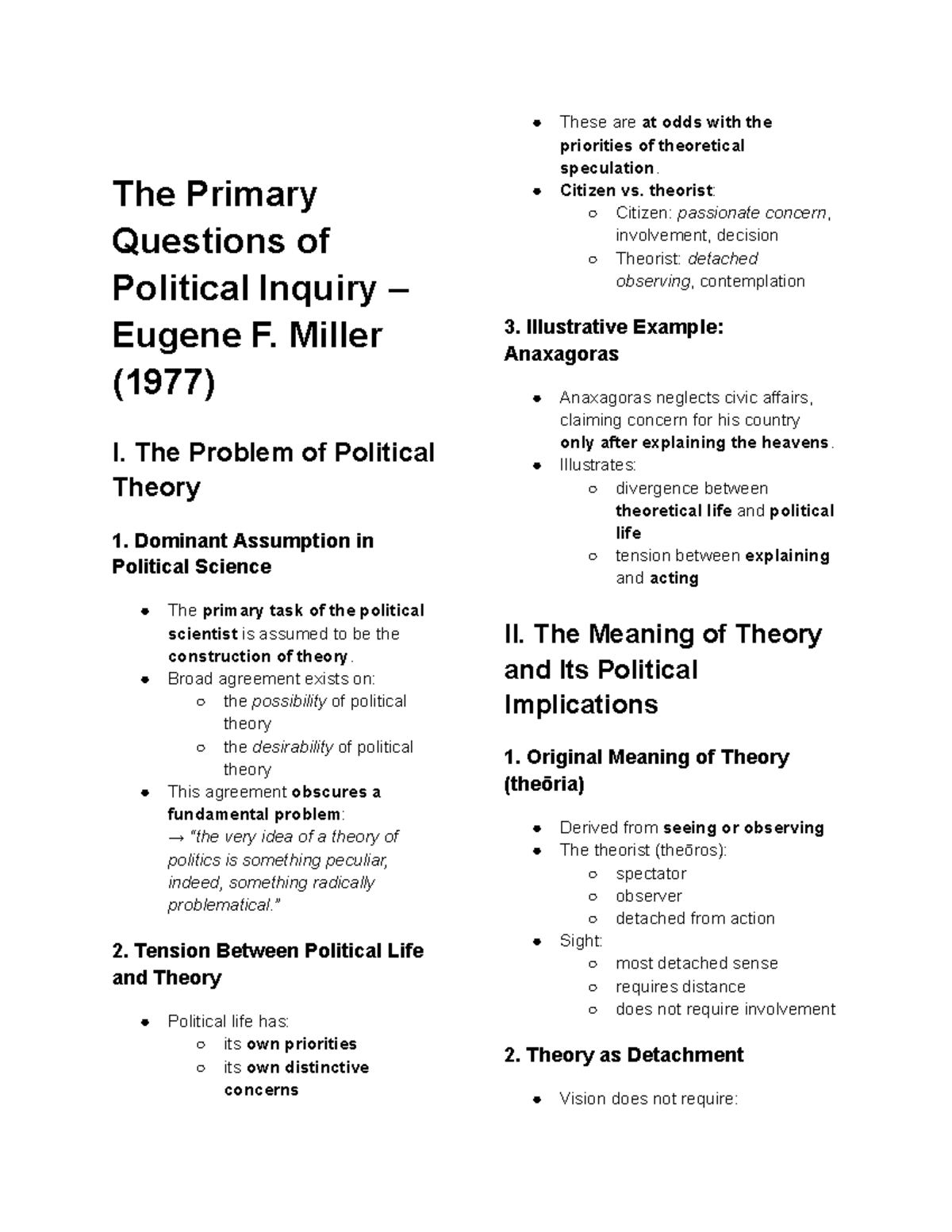 DSE Political Inquiry: Key Questions and Theoretical Implications - Studocu