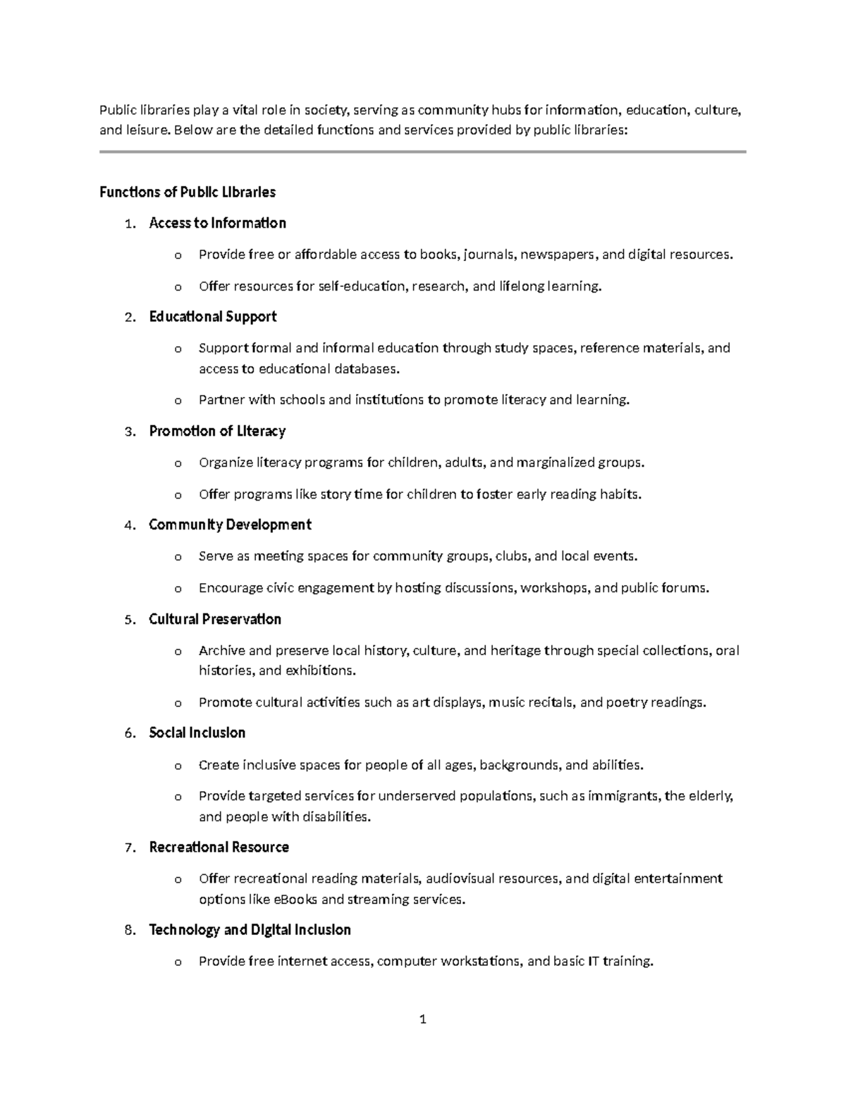 Functions And Services Of Public Libraries A Comprehensive Overview