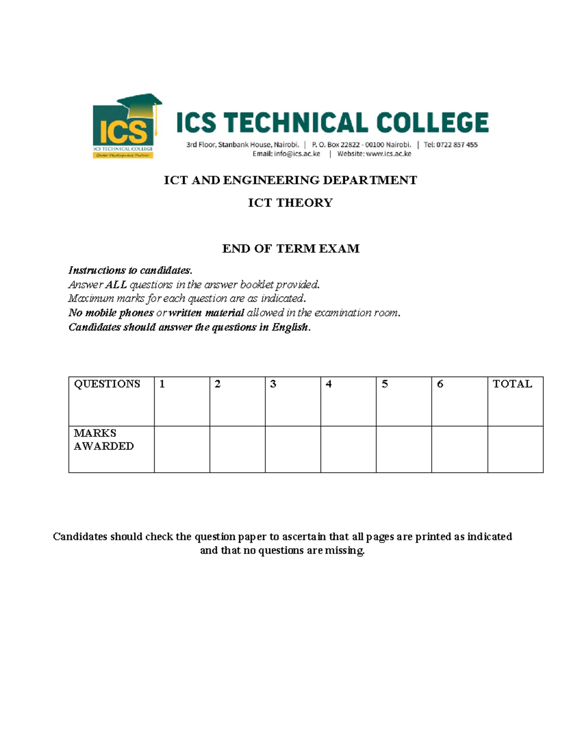 ICT Theory May CAT - This a diploma assignment on ict - ICT AND ...