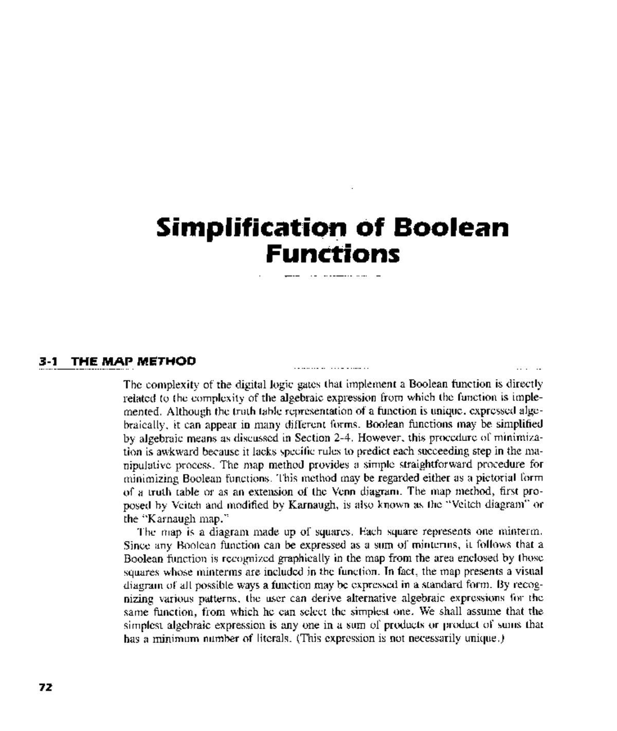 Simplification of Boolean Functions: The Map Method (C03) - Studocu
