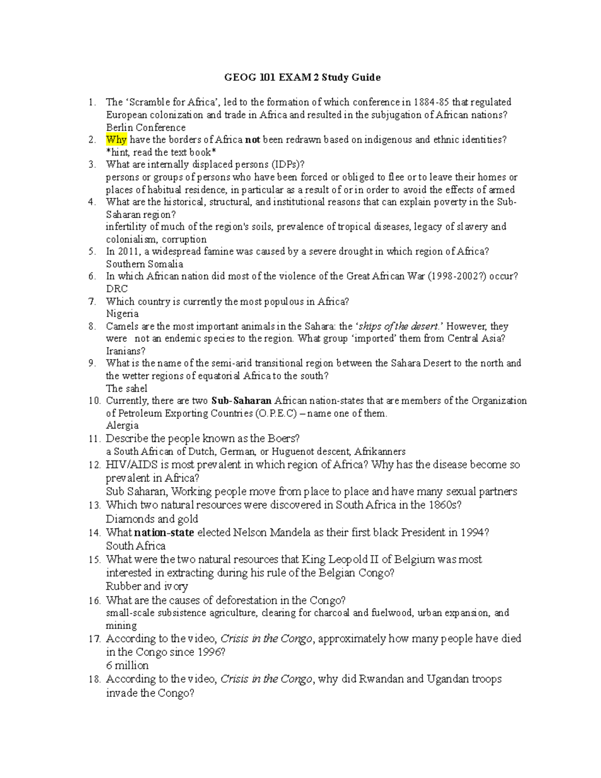 GEOG 101 Exam 2 Study Guide: Key Topics & Concepts - Studocu