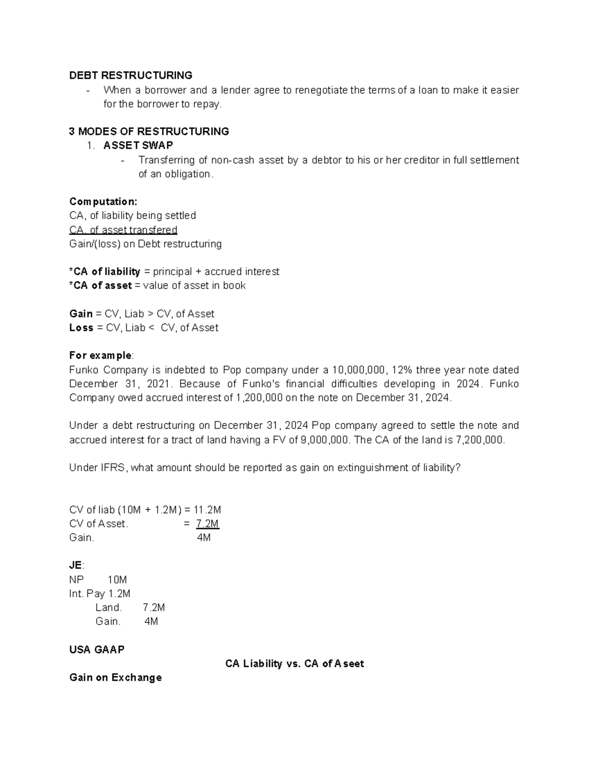 DEBT RESTRUCTURING: Key Concepts and Computations for Liabilities - Studocu