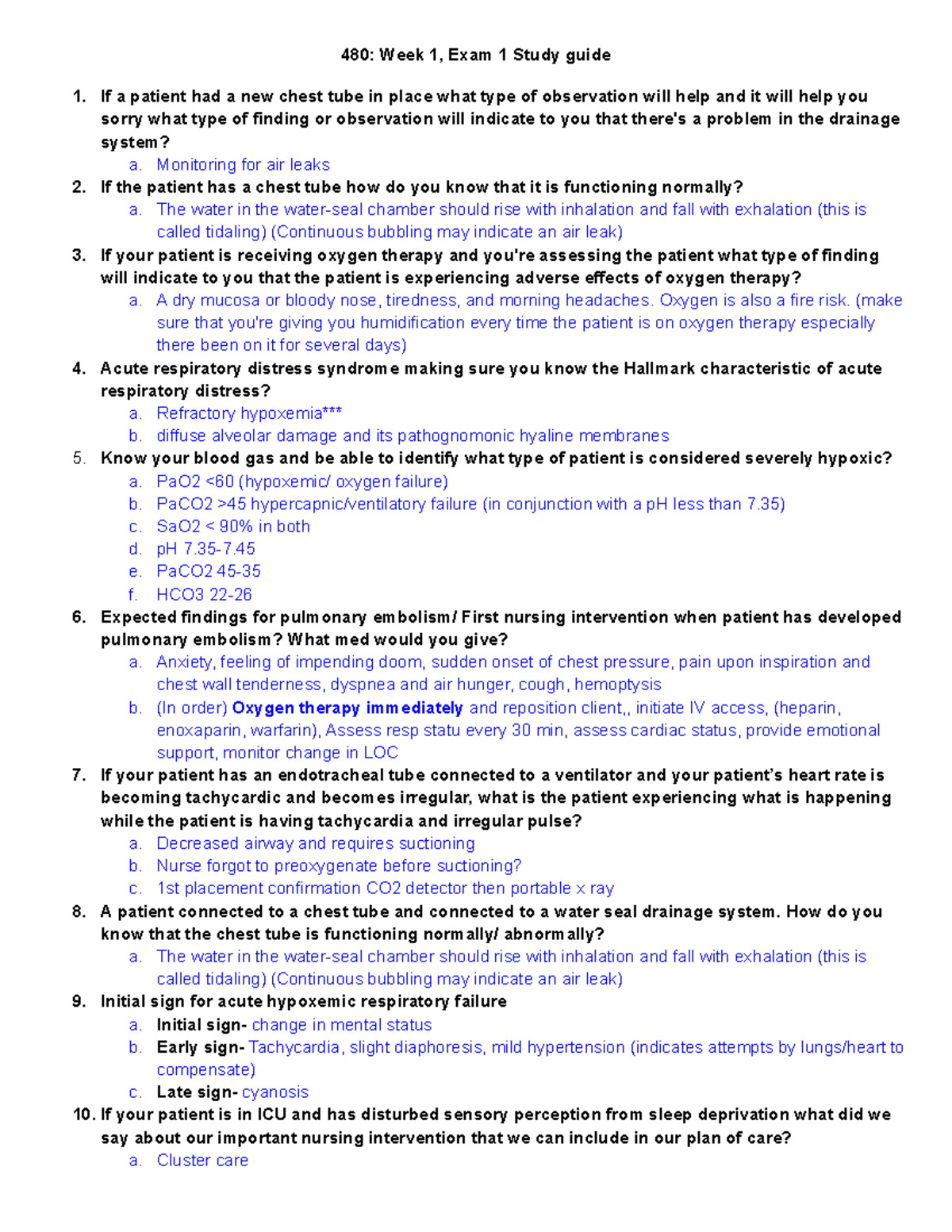 480 Week 1 Exam 1 Study Guide - 480: Week 1, E am 1 St d g ide 1. If a ...