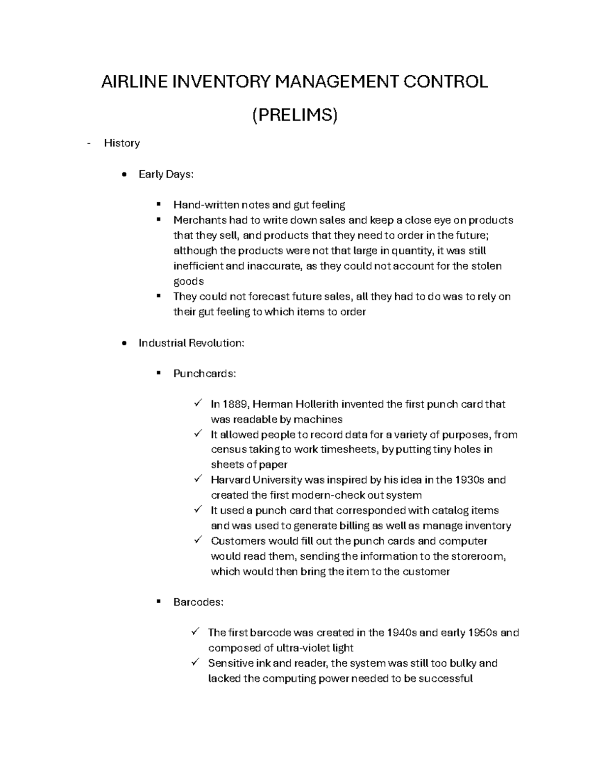Airline Inventory Management Control (PRELIMS) - Historical Insights ...