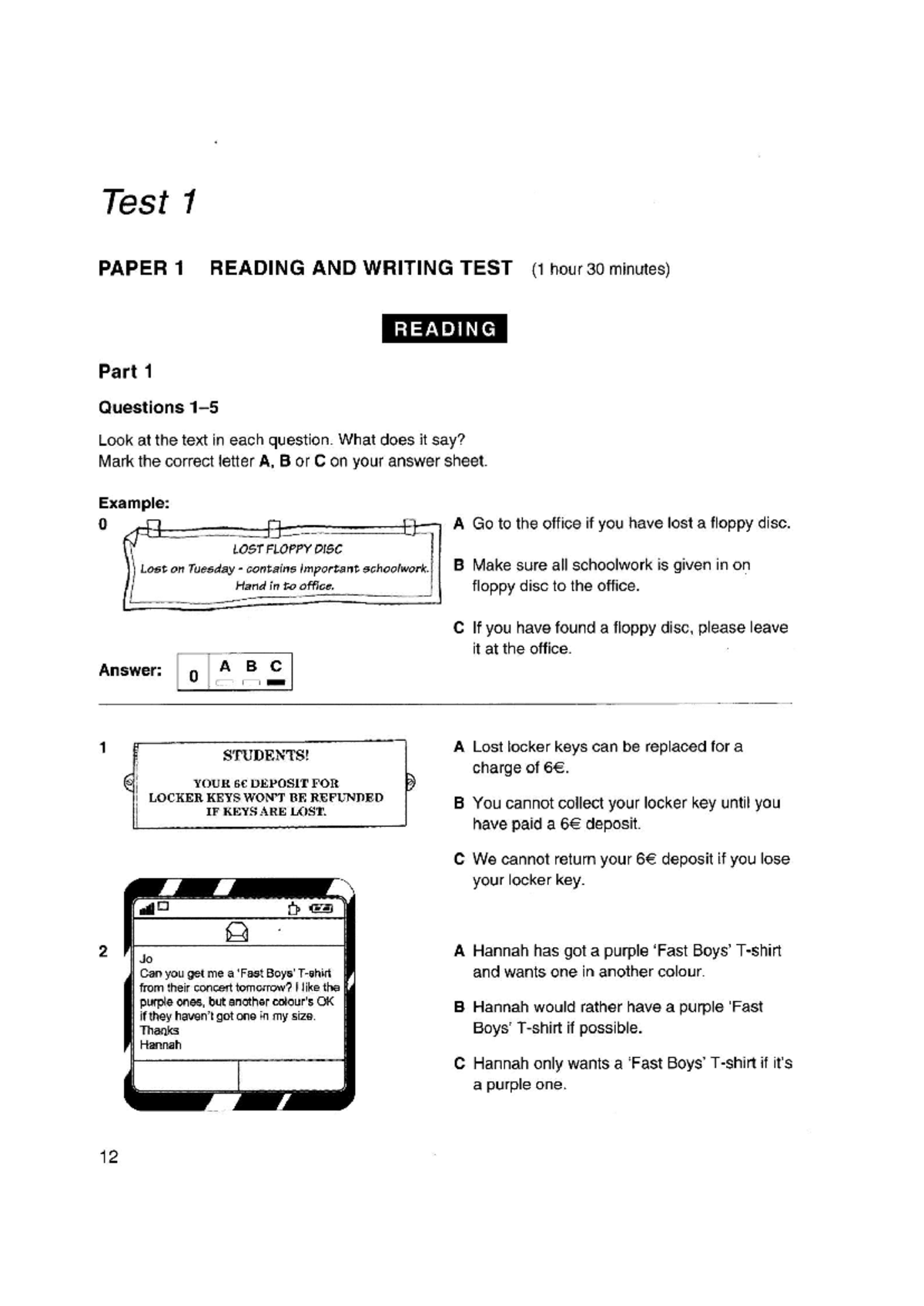 Test 1 Reading and Writing Practice (AVCB 4) - Studocu
