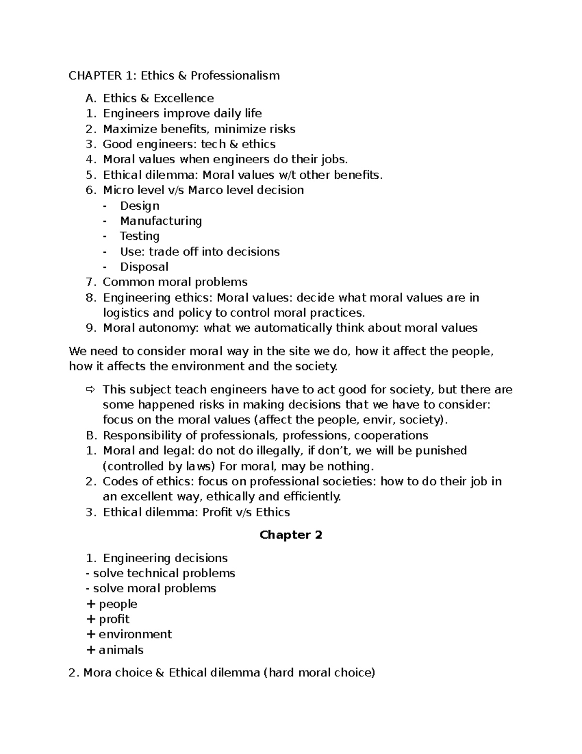 CHAPTER 1: Ethics and Professionalism in Engineering - Studocu