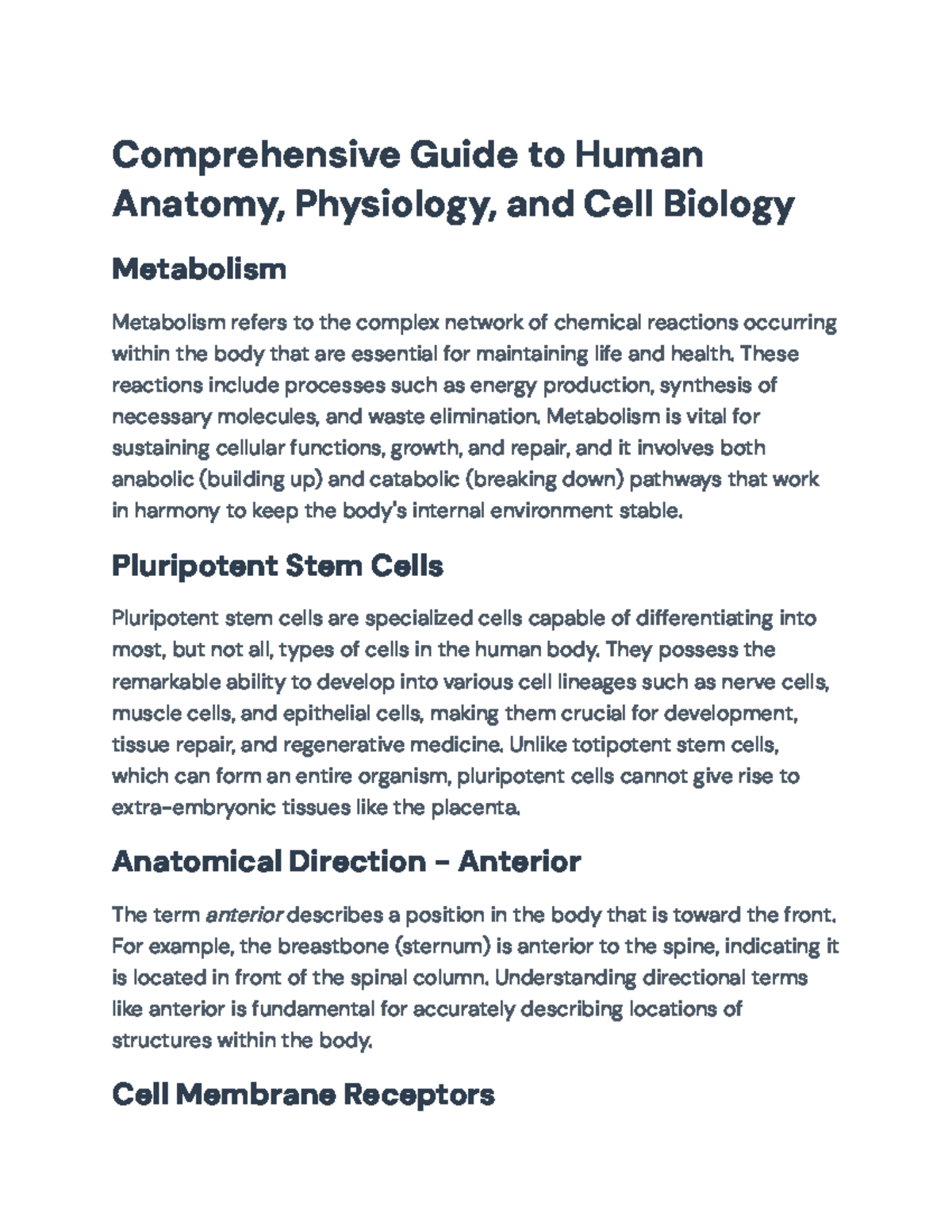 Comprehensive Study Guide for Human Anatomy & Physiology (BIO 101 ...