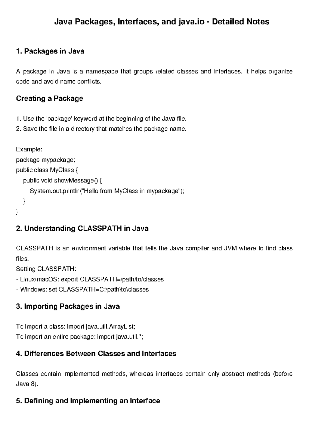 Java Packages Interfaces IO - Java Packages, Interfaces, and java ...